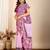 Light purple printed embellished pure cotton kalamkari saree with blouse