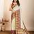 Pista green printed embellished pure cotton kalamkari saree with blouse