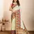 Pista green printed embellished pure cotton kalamkari saree with blouse