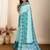 Sky blue printed embellished pure cotton kalamkari saree with blouse