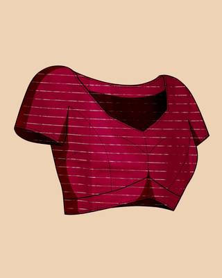 Dark pink woven embellished self design silk blend banarasi saree with blouse 5