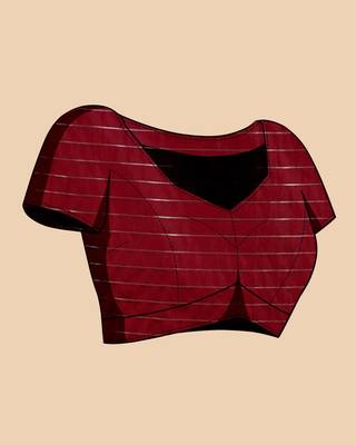 Maroon woven embellished self design silk blend banarasi saree with blouse 5