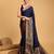 Navy blue woven embellished self design pure silk banarasi saree with blouse