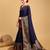Navy blue woven embellished self design pure silk banarasi saree with blouse