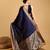 Navy blue woven embellished self design pure silk banarasi saree with blouse