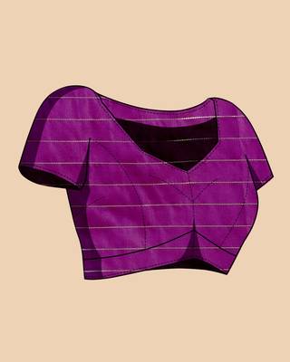 Purple woven embellished self design silk blend banarasi saree with blouse 5
