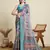 Multicolor printed floral print woven cotton silk kalamkari saree with blouse