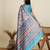 Multicolor printed floral print woven cotton silk kalamkari saree with blouse