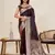 Wine woven pure satin silk banarasi saree with blouse