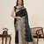 Dark green woven pure satin silk banarasi saree with blouse