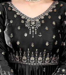 Black Color Thread With Sequence Work American Silk Top Bottom Dupatta Set