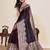 Dark purple woven pure satin silk banarasi saree with blouse
