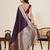 Dark purple woven pure satin silk banarasi saree with blouse