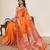 Light orange floral print woven pure jacquard banarasi saree with blouse