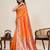 Light orange floral print woven pure jacquard banarasi saree with blouse