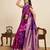 Magenta floral print woven pure jacquard banarasi saree with blouse