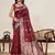Maroon floral print woven pure jacquard banarasi saree with blouse