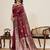 Maroon floral print woven pure jacquard banarasi saree with blouse