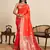Orange floral print woven pure jacquard banarasi saree with blouse