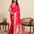 Pink floral print woven pure jacquard banarasi saree with blouse
