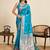 Sky blue floral print woven pure jacquard banarasi saree with blouse