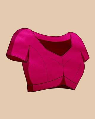 Dark pink woven self design embellished silk blend saree with blouse 5