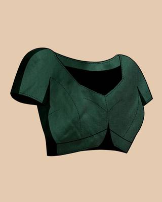 Green woven self design embellished silk blend saree with blouse 5