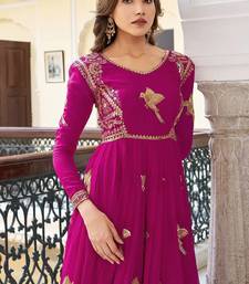 Rani Pink Color Thread With Sequence Work Faux Georgette Top Bottom Dupatta Set