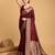 Maroon woven self design embellished pure silk kanjivaram saree with blouse