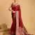 Red woven self design embellished pure silk kanjivaram saree with blouse
