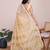 Beige woven checkered striped cotton silk kota doria saree with blouse