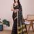 Black woven checkered striped cotton silk kota doria saree with blouse