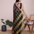 Black woven checkered striped cotton silk kota doria saree with blouse