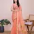 Peach woven checkered striped cotton silk kota doria saree with blouse