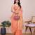 Peach woven checkered striped cotton silk kota doria saree with blouse