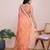 Peach woven checkered striped cotton silk kota doria saree with blouse