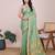 Pista green woven checkered striped cotton silk kota doria saree with blouse