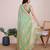 Pista green woven checkered striped cotton silk kota doria saree with blouse