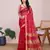 Red woven checkered striped cotton silk kota doria saree with blouse