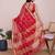 Red woven checkered striped cotton silk kota doria saree with blouse