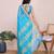 Sky blue woven checkered striped cotton silk kota doria saree with blouse