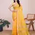Yellow woven checkered striped cotton silk kota doria saree with blouse