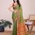 Mehendi woven checkered striped cotton silk kota doria saree with blouse