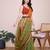 Mehendi woven checkered striped cotton silk kota doria saree with blouse