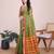 Mehendi woven checkered striped cotton silk kota doria saree with blouse