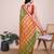Mehendi woven checkered striped cotton silk kota doria saree with blouse