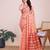 Peach woven checkered striped cotton silk kota doria saree with blouse