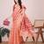Peach woven checkered striped cotton silk kota doria saree with blouse