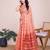 Peach woven checkered striped cotton silk kota doria saree with blouse