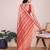 Peach woven checkered striped cotton silk kota doria saree with blouse